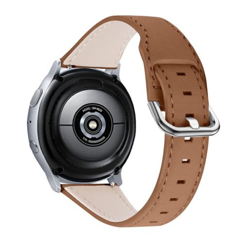 For Xiaomi Mi Watch Color/Haylou Solar LS05 Cowhide Leather Watchband Fashionable Wrist Strap Replacement Part (22mm) - Brown