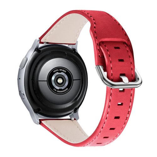 For Xiaomi Mi Watch Color/Haylou Solar LS05 Cowhide Leather Watchband Fashionable Wrist Strap Replacement Part (22mm) - Red