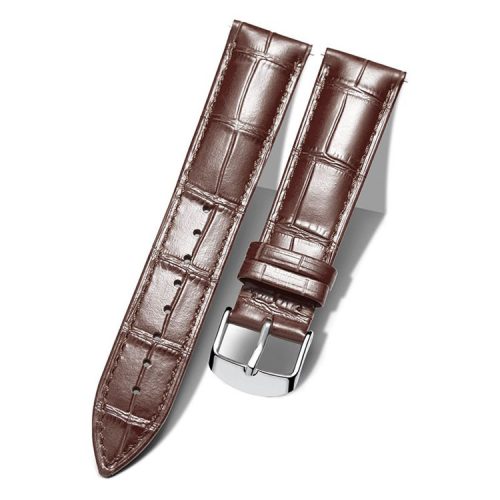 For Xiaomi Mi Watch Color/Haylou Solar LS05 Stylish 22mm Crocodile Texture Cowhide Leather Replacement Watch Strap with Stainless Steel Buckle - Brown