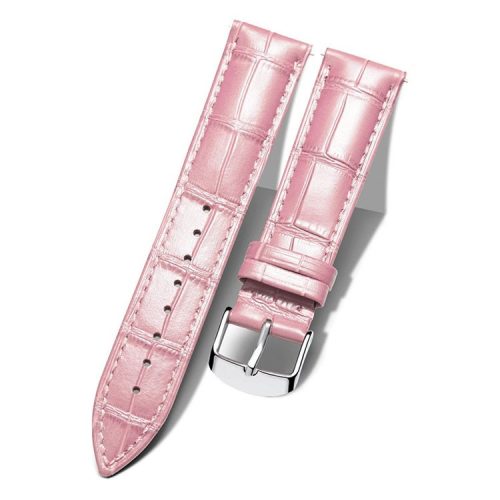 For Xiaomi Mi Watch Color/Haylou Solar LS05 Stylish 22mm Crocodile Texture Cowhide Leather Replacement Watch Strap with Stainless Steel Buckle - Pink