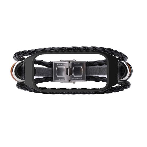 For Xiaomi Redmi Band 2 Watch Band Boho Bead Metal Jewelry Retro Strap DIY Bracelets - Black