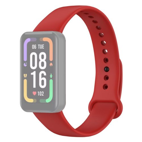 For Xiaomi Redmi Smart Band Pro Solid Color Soft Silicone Watch Band Adjustable Wrist Strap - Red