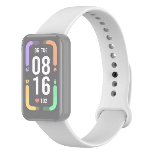 For Xiaomi Redmi Smart Band Pro Solid Color Soft Silicone Watch Band Adjustable Wrist Strap - White