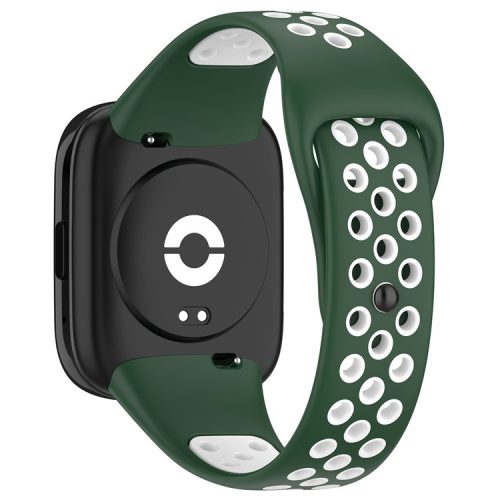 For Xiaomi Redmi Watch 3 Lite / Watch 3 Active Bicolor Watch Bands Silicone Quick Release Replacement Watch Strap - Dark Green+White