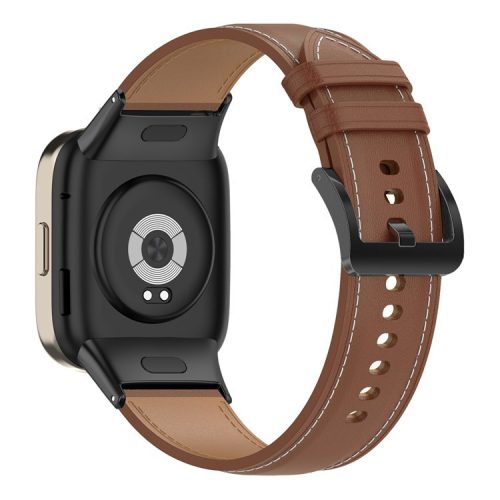 For Xiaomi Redmi Watch 3 Watch Band Genuine Cow Leather Adjustable Wrist Strap - Dark Brown