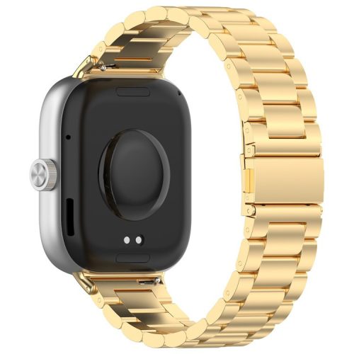 For Xiaomi Redmi Watch 4 / Smart Band 8 Pro Replacement Strap 3-Bead Stainless Steel Watch Band - Gold