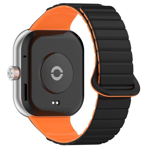 For Xiaomi Redmi Watch 4 / Smart Band 8 Pro Watch Band Dual Color Silicone Magnetic Wrist Strap - Black+Orange