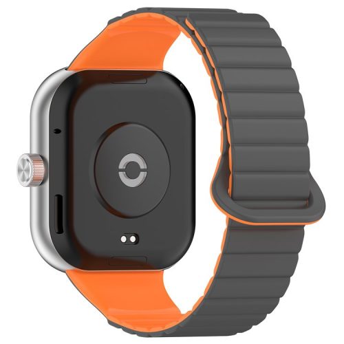 For Xiaomi Redmi Watch 4 / Smart Band 8 Pro Watch Band Dual Color Silicone Magnetic Wrist Strap - Grey+Orange