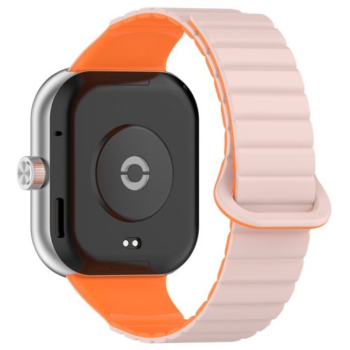 For Xiaomi Redmi Watch 4 / Smart Band 8 Pro Watch Band Dual Color Silicone Magnetic Wrist Strap - Pink+Orange