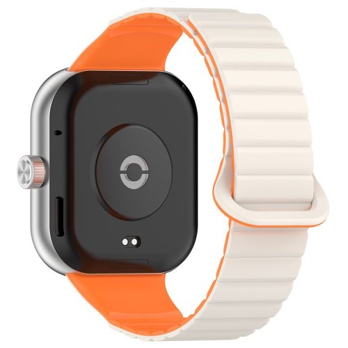 For Xiaomi Redmi Watch 4 / Smart Band 8 Pro Watch Band Dual Color Silicone Magnetic Wrist Strap - Starlight+Orange