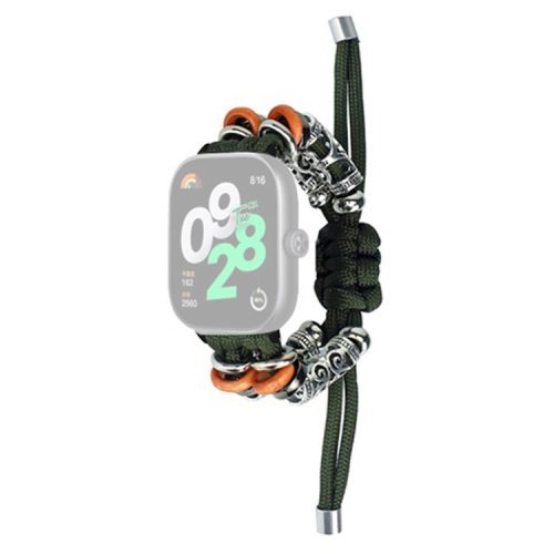 For Xiaomi Redmi Watch 4 Adjustable Watch Strap Bead Braided Nylon Band - Army Green