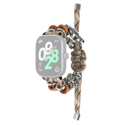 For Xiaomi Redmi Watch 4 Adjustable Watch Strap Bead Braided Nylon Band - Desert Camo