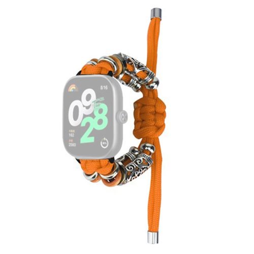 For Xiaomi Redmi Watch 4 Adjustable Watch Strap Bead Braided Nylon Band - Orange