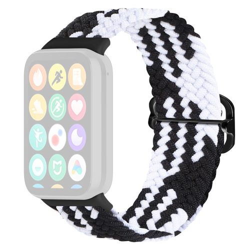 For Xiaomi Redmi Watch 4 Braided Band Adjustable Replacement Nylon Watch Strap - Black+White