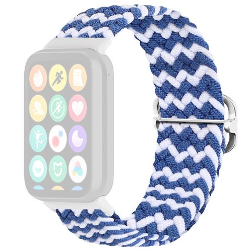 For Xiaomi Redmi Watch 4 Braided Band Adjustable Replacement Nylon Watch Strap - Blue+White