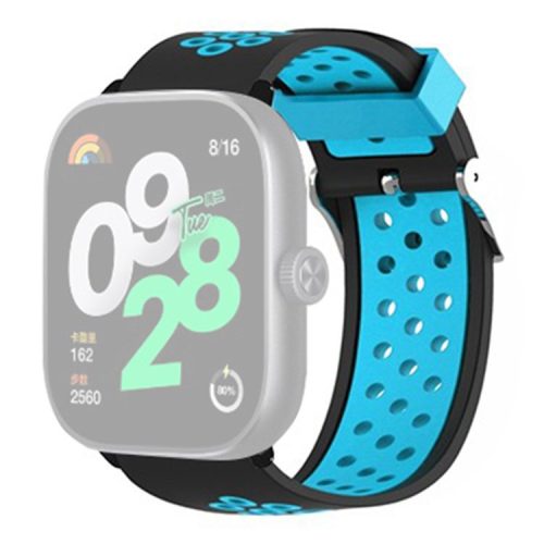 For Xiaomi Redmi Watch 4 Dual Color Silicone Watch Band Wrist Strap - Black+Blue