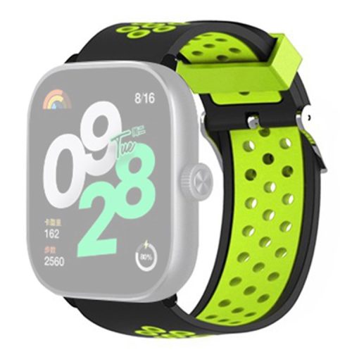 For Xiaomi Redmi Watch 4 Dual Color Silicone Watch Band Wrist Strap - Black+Green