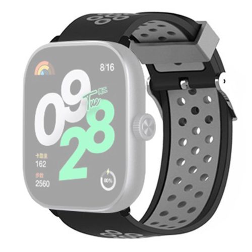 For Xiaomi Redmi Watch 4 Dual Color Silicone Watch Band Wrist Strap - Black+Grey