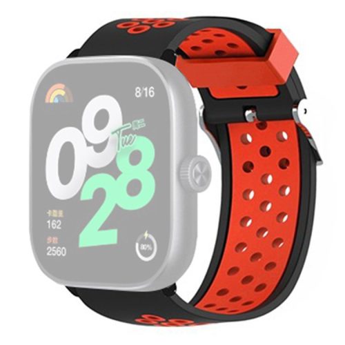 For Xiaomi Redmi Watch 4 Dual Color Silicone Watch Band Wrist Strap - Black+Red