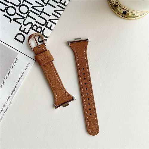 For Xiaomi Redmi Watch 4 Leather Strap with Pin Buckle Replacement Watch Bands - Brown