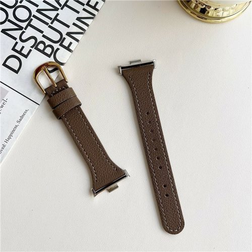 For Xiaomi Redmi Watch 4 Leather Strap with Pin Buckle Replacement Watch Bands - Coffee