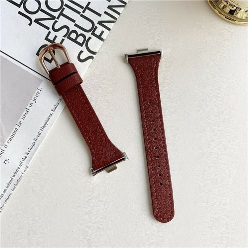 For Xiaomi Redmi Watch 4 Leather Strap with Pin Buckle Replacement Watch Bands - Red