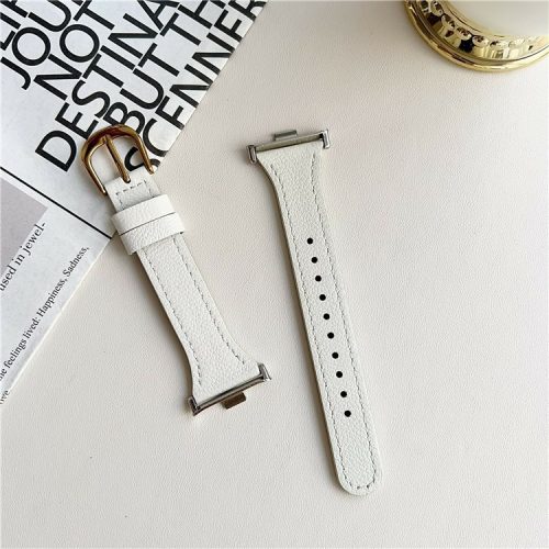 For Xiaomi Redmi Watch 4 Leather Strap with Pin Buckle Replacement Watch Bands - White