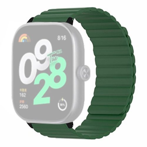 For Xiaomi Redmi Watch 4 Magnetic Silicone Watch Band Strap with Alloy Connector - Army Green