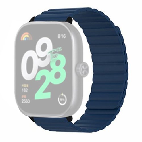 For Xiaomi Redmi Watch 4 Magnetic Silicone Watch Band Strap with Alloy Connector - Midnight Blue