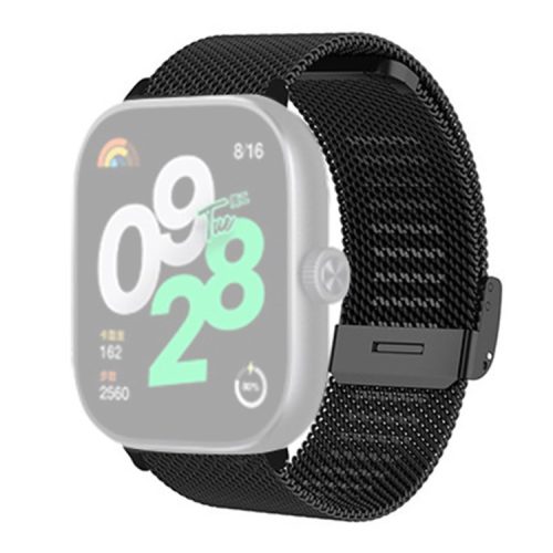 For Xiaomi Redmi Watch 4 Mesh Watch Strap Alloy Connector Stainless Steel Watchband - Black