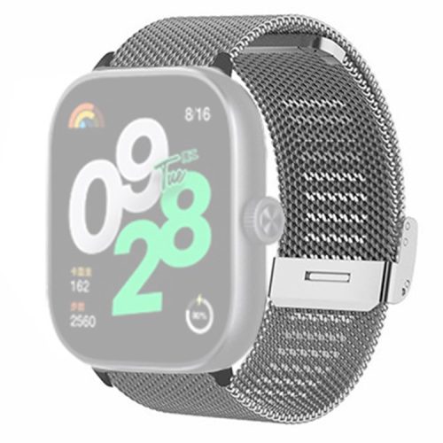 For Xiaomi Redmi Watch 4 Mesh Watch Strap Alloy Connector Stainless Steel Watchband - Silver