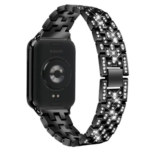 For Xiaomi Redmi Watch 4 Metal Women Watch Band 5 Rows Rhinestone Replacement Strap - Black