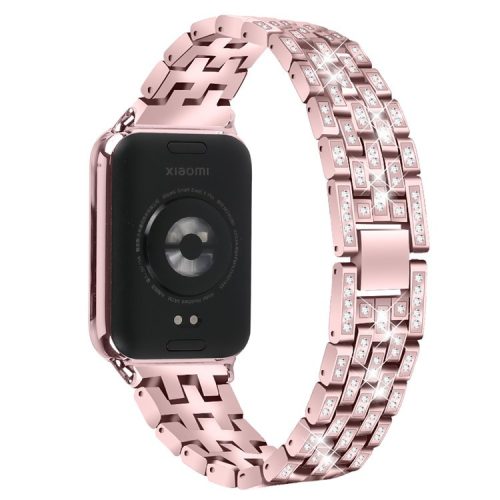 For Xiaomi Redmi Watch 4 Metal Women Watch Band 5 Rows Rhinestone Replacement Strap - Rose Pink