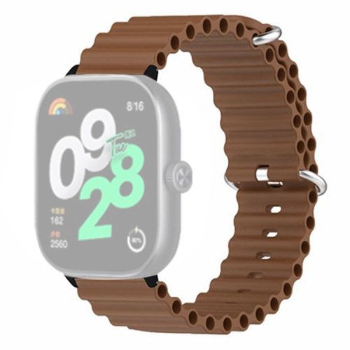 For Xiaomi Redmi Watch 4 Silicone Watch Band Wrist Strap with Alloy Connector - Brown