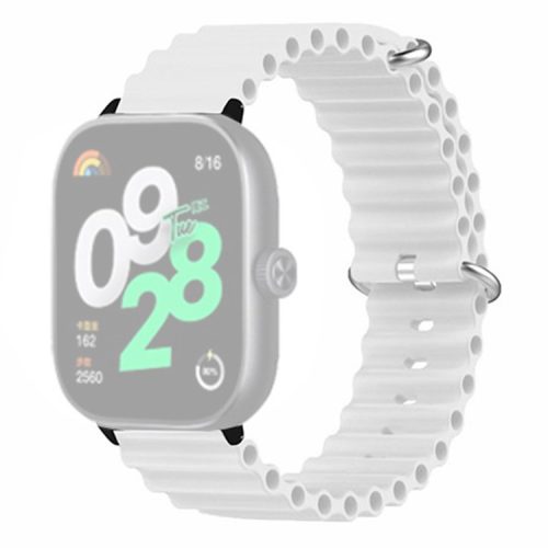 For Xiaomi Redmi Watch 4 Silicone Watch Band Wrist Strap with Alloy Connector - White