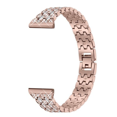 For Xiaomi Redmi Watch 4 Zinc Alloy Watch Band Rhinestones Decor Women Replacement Strap - Pink Gold+Transparent