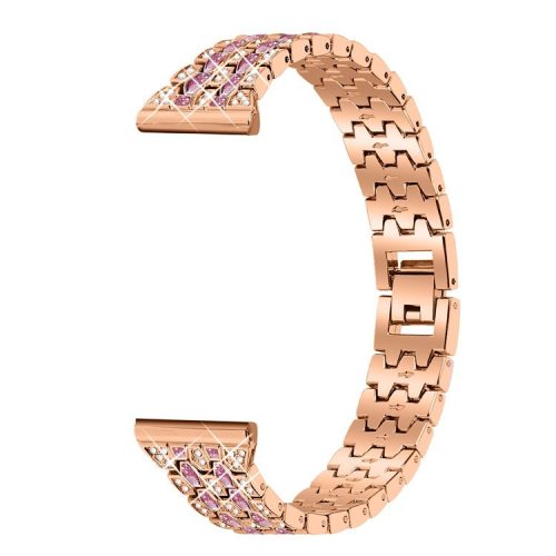 For Xiaomi Redmi Watch 4 Zinc Alloy Watch Band Rhinestones Decor Women Replacement Strap - Rose Gold+Rose