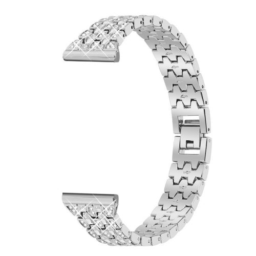 For Xiaomi Redmi Watch 4 Zinc Alloy Watch Band Rhinestones Decor Women Replacement Strap - Silver+Transparent