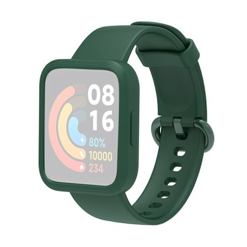 For Xiaomi Redmi Watch Replacement Strap 2-in-1 Watch Band+Watch Case Silicone Watch Band with Buckle - Dark Green / Dark Green