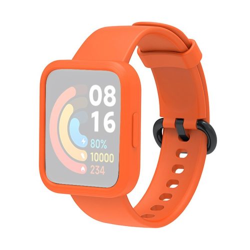 For Xiaomi Redmi Watch Replacement Strap 2-in-1 Watch Band+Watch Case Silicone Watch Band with Buckle - Orange / Orange