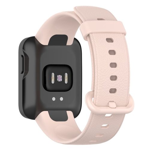 For Xiaomi Redmi Watch Soft Silicone Watch Band Litchi Texture Replacement Wristband Strap Accessories - Light Pink