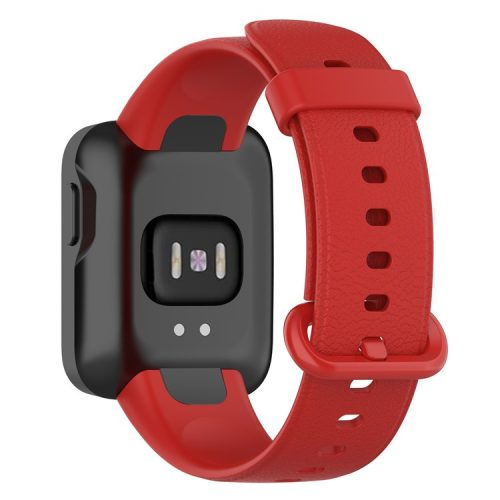 For Xiaomi Redmi Watch Soft Silicone Watch Band Litchi Texture Replacement Wristband Strap Accessories - Red