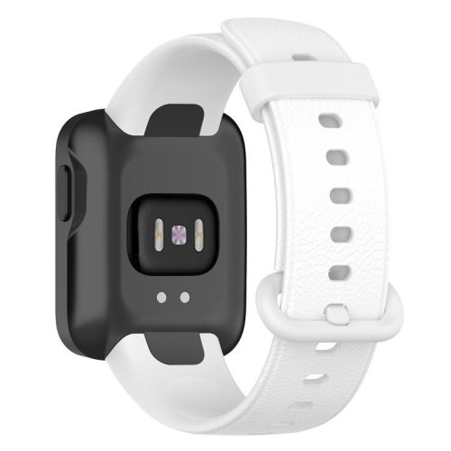 For Xiaomi Redmi Watch Soft Silicone Watch Band Litchi Texture Replacement Wristband Strap Accessories - White