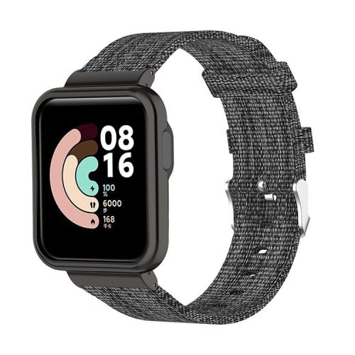 For Xiaomi Redmi Watch/Mi Watch Lite Nylon Canvas Smart Watch Band Adjustable Replacement Strap - Dark Grey