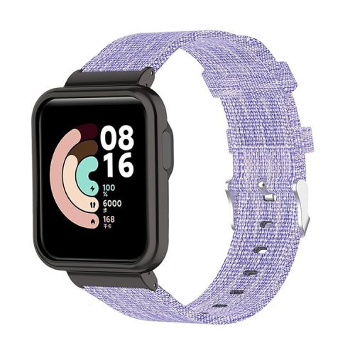 For Xiaomi Redmi Watch/Mi Watch Lite Nylon Canvas Smart Watch Band Adjustable Replacement Strap - Light Purple