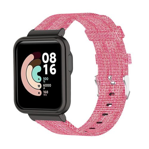 For Xiaomi Redmi Watch/Mi Watch Lite Nylon Canvas Smart Watch Band Adjustable Replacement Strap - Rose