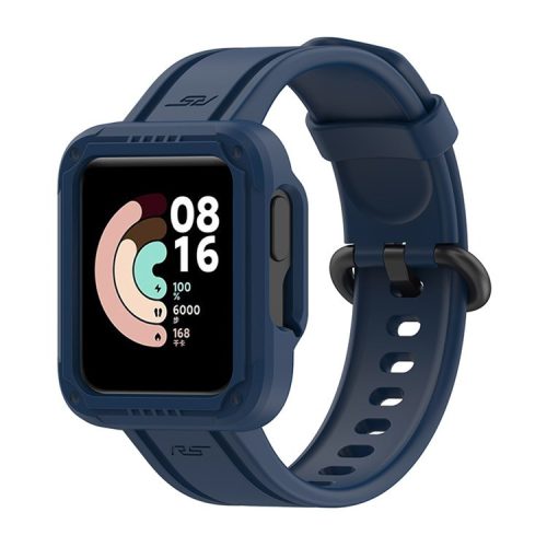 For Xiaomi Redmi Watch/Redmi Watch 2/Mi Watch Lite/Mi Watch Lite 2 Smart Watch Strap Soft Silicone Wrist Band with Watch Case - Midnight Blue