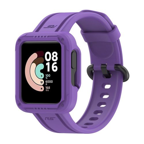 For Xiaomi Redmi Watch/Redmi Watch 2/Mi Watch Lite/Mi Watch Lite 2 Smart Watch Strap Soft Silicone Wrist Band with Watch Case - Purple