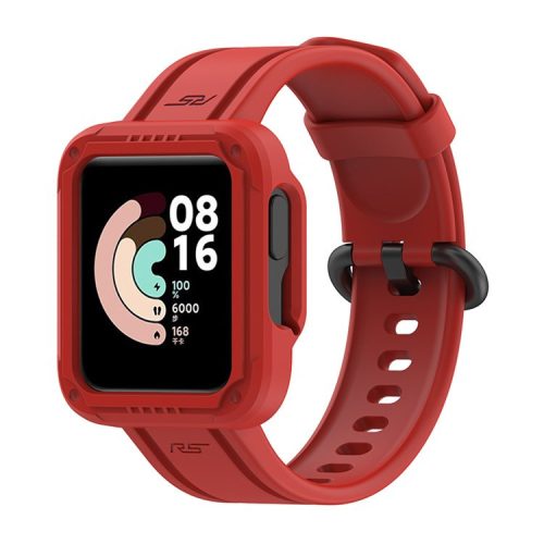 For Xiaomi Redmi Watch/Redmi Watch 2/Mi Watch Lite/Mi Watch Lite 2 Smart Watch Strap Soft Silicone Wrist Band with Watch Case - Red