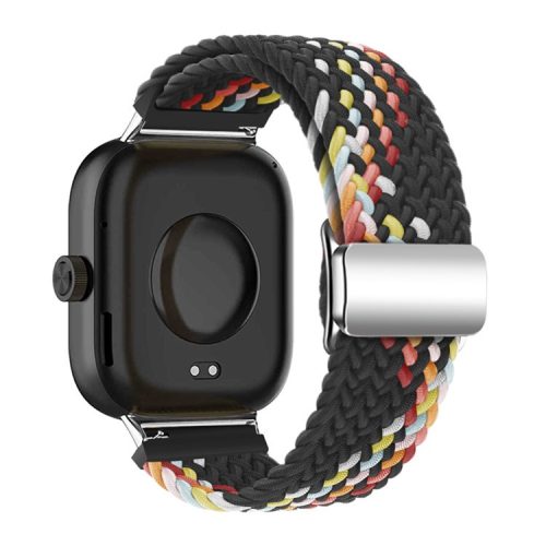 For Xiaomi Smart Band 8 Pro / Redmi Watch 4 Loop Strap Magnetic Buckle Woven Watch Band - Black+Rainbow